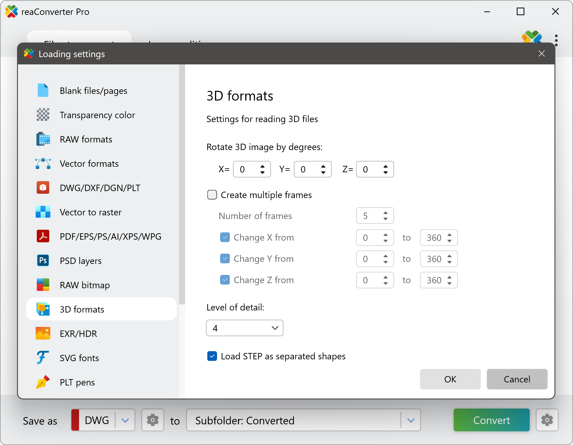 STEP Assembly Settings