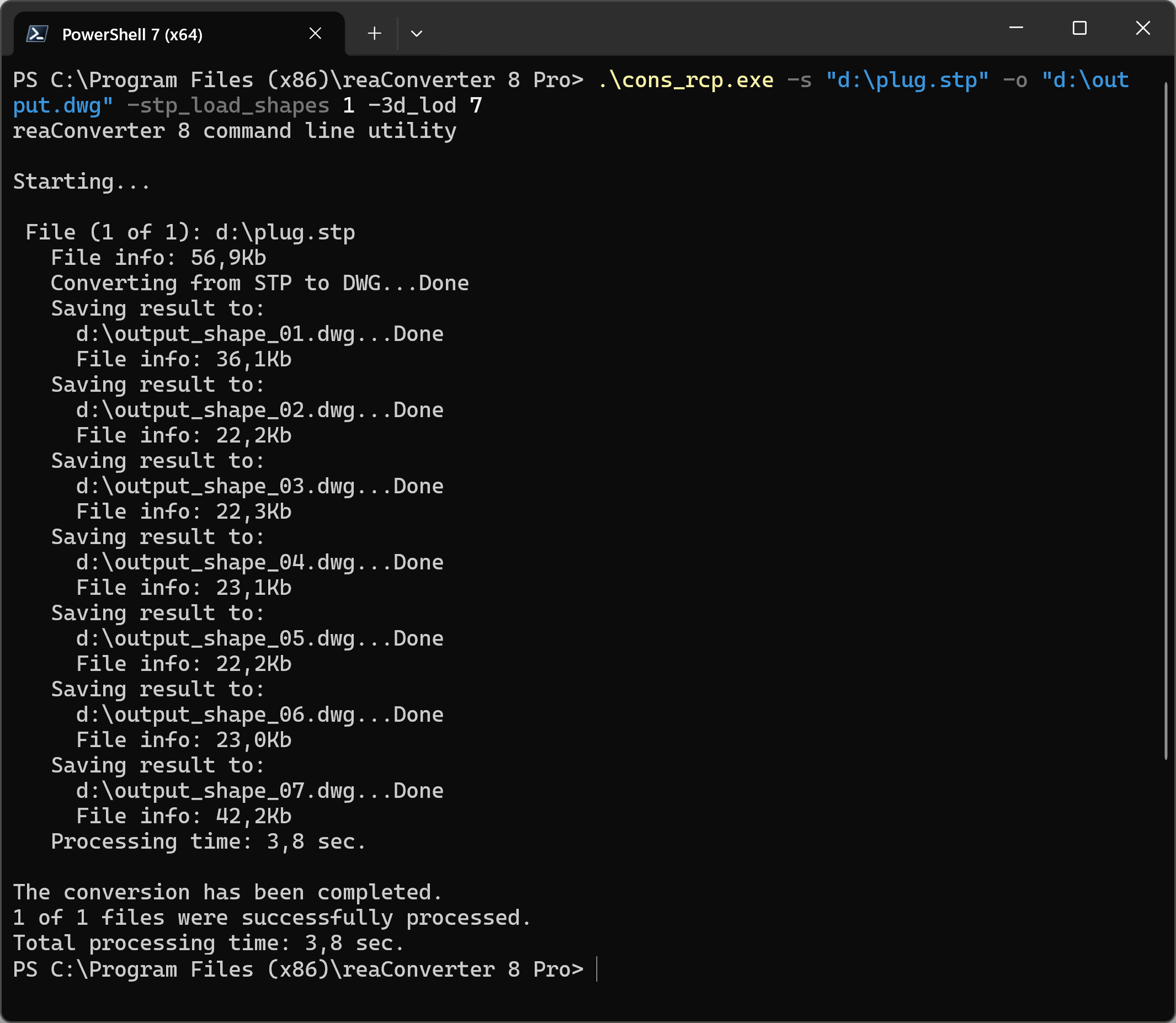 Converting STEP files from command line
